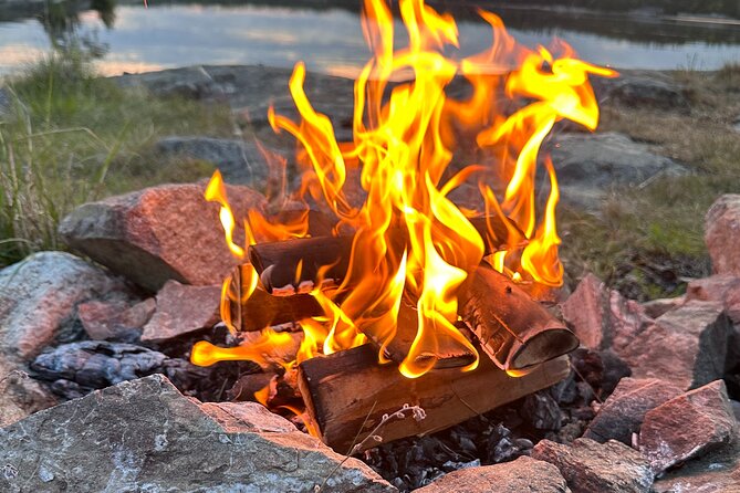 Midnight Sun and Campfire - National Park evening hike Stockholm - Red log houses and a slower Swedish past