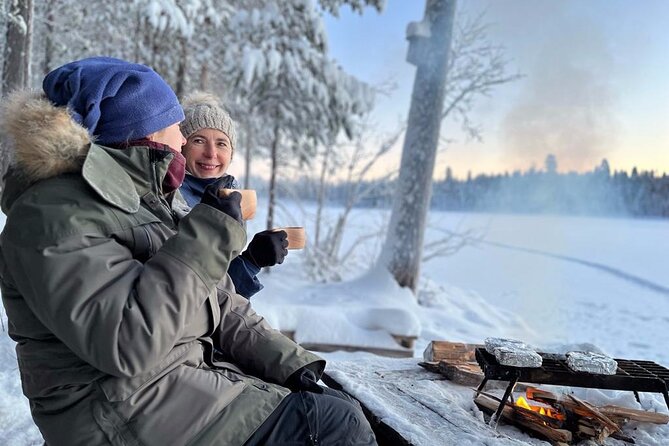 Private snowmobile day tours - Leaving Vuollerim for the frozen forest