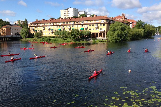 Self-Guided Kayak Adventure In Central Stockholm (Two-man kayak) - Paddling Toward Stockholm City Hall